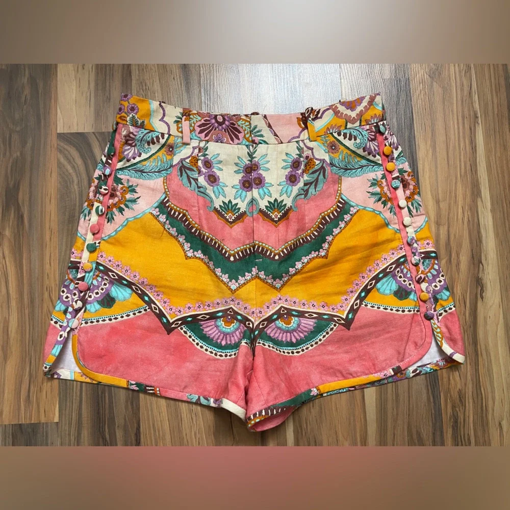 Zara Multicolor High Waist linen blend Women's Shorts - Picture 1 of 9